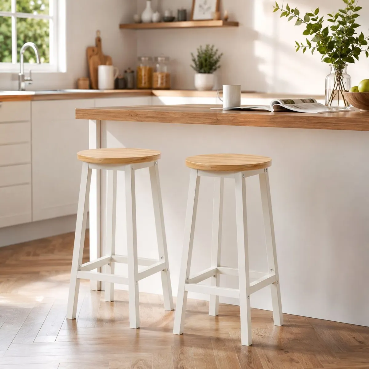 Set of 2 Industrial Bar Stools - Image 1