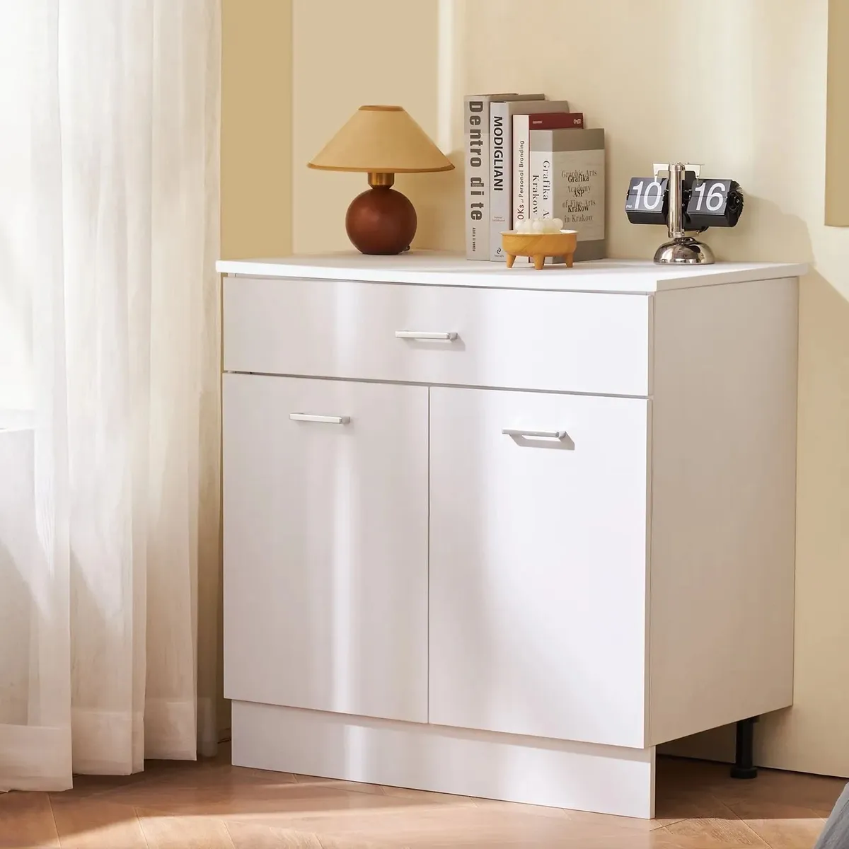 White Shaker Base Cabinet with Drawer Soft Close D - Image 1