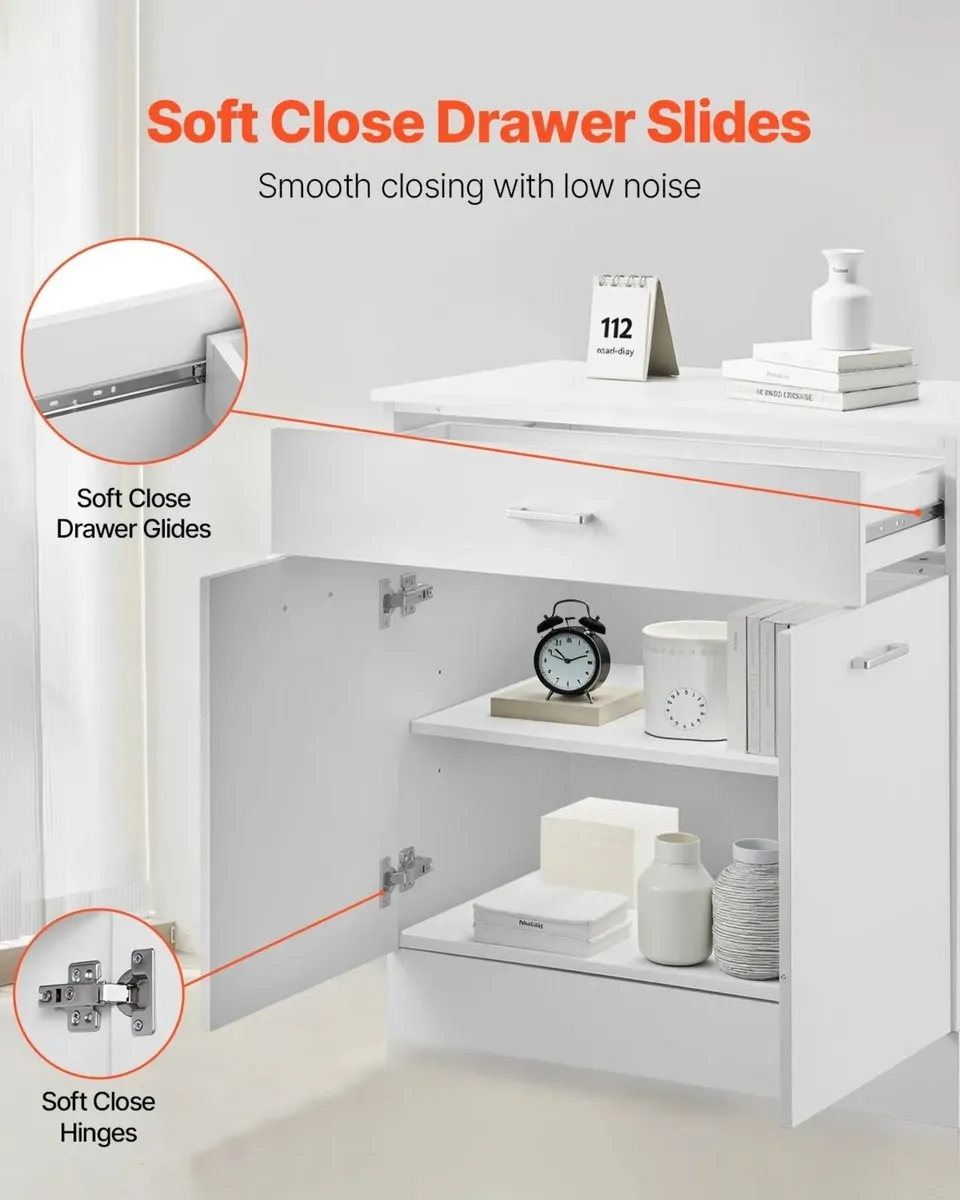 White Shaker Base Cabinet with Drawer Soft Close D - Image 4
