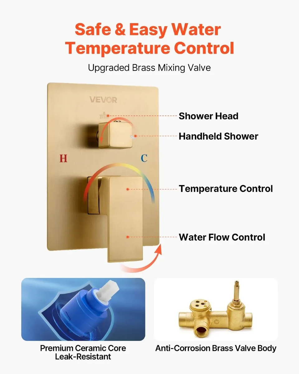 Shower Faucet Set, Rainfall Bathroom Shower System - Image 3
