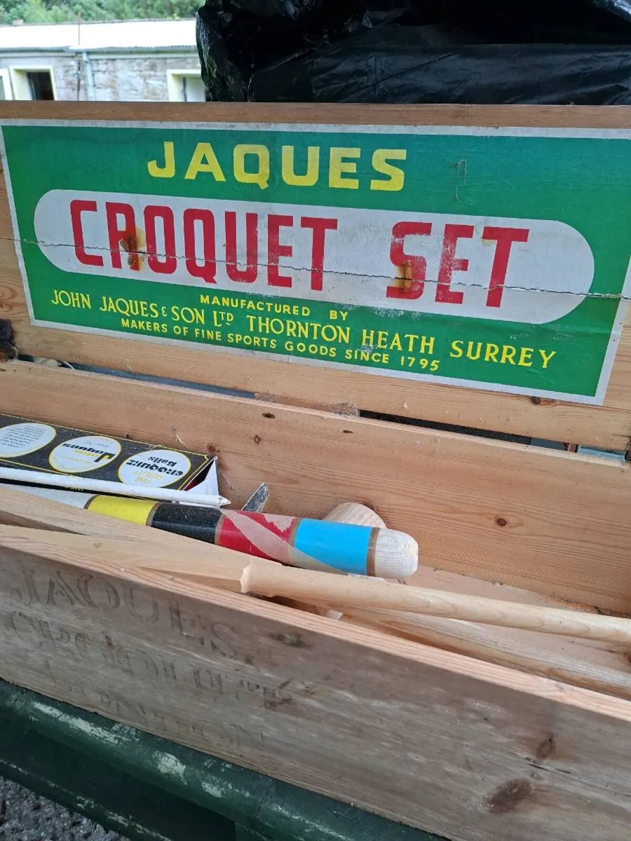 Vintage Jaques Croquet Set in Original Wooden Box - Image 1