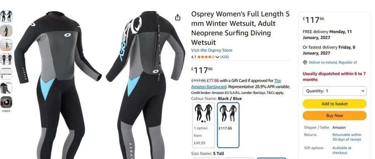 Wetsuit diving 5mm Osprey ladies - Image 1