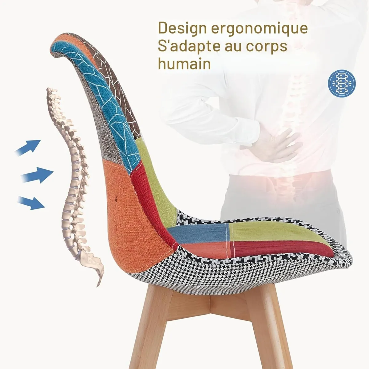 4 x Patchwork chairs - Image 4