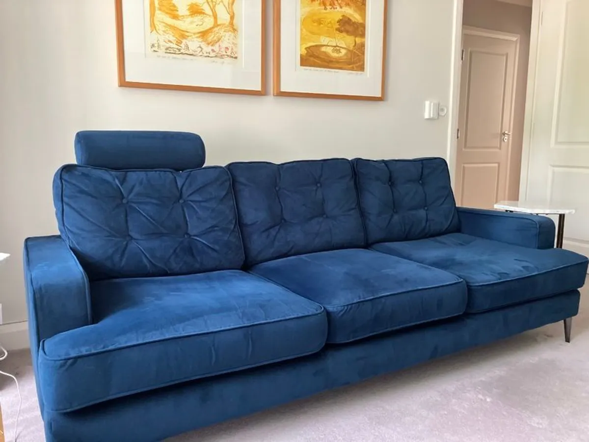 Content by Conran Navy Velvet Sofa Suite - Image 4