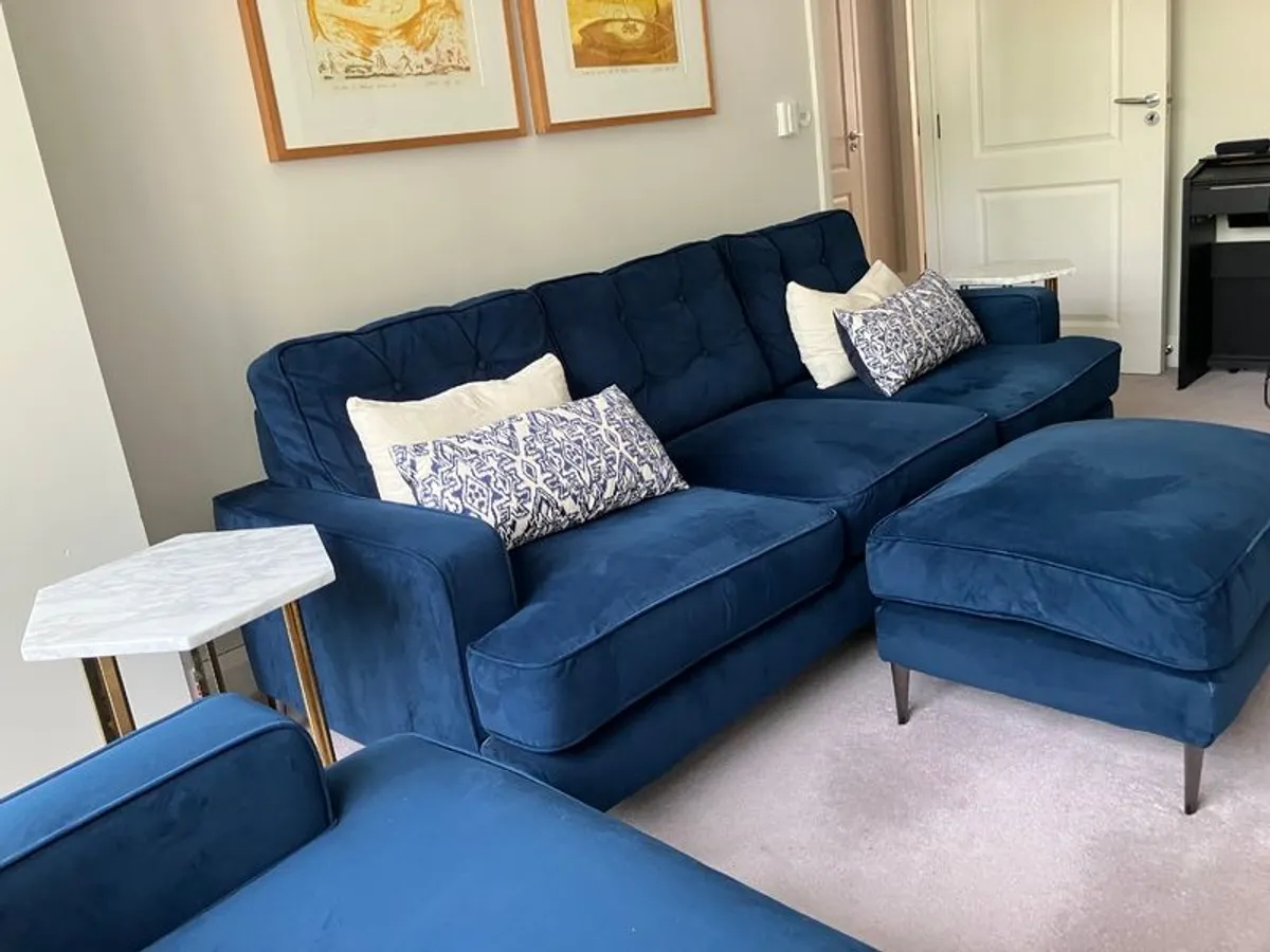 Content by Conran Navy Velvet Sofa Suite - Image 1