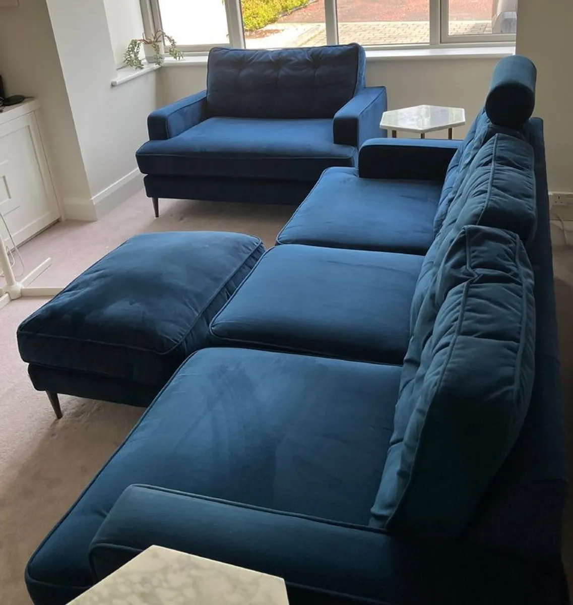 Content by Conran Navy Velvet Sofa Suite - Image 3