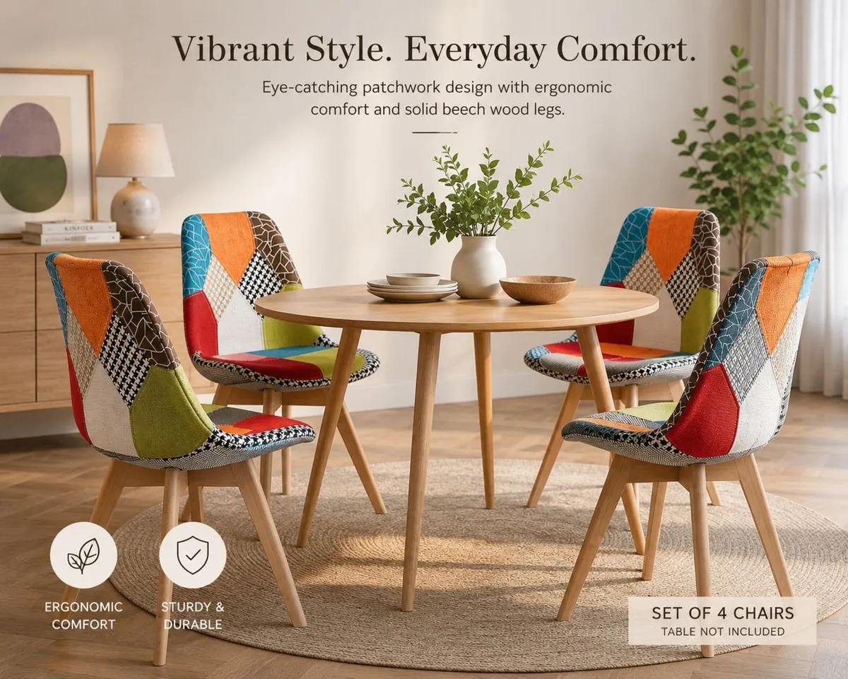 4 x Patchwork chairs - Image 1