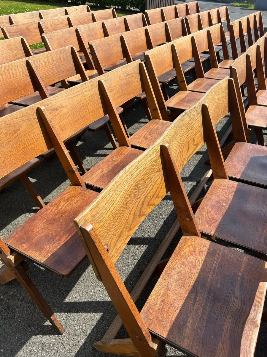 Antique solid oak church benches 1930s - Image 4