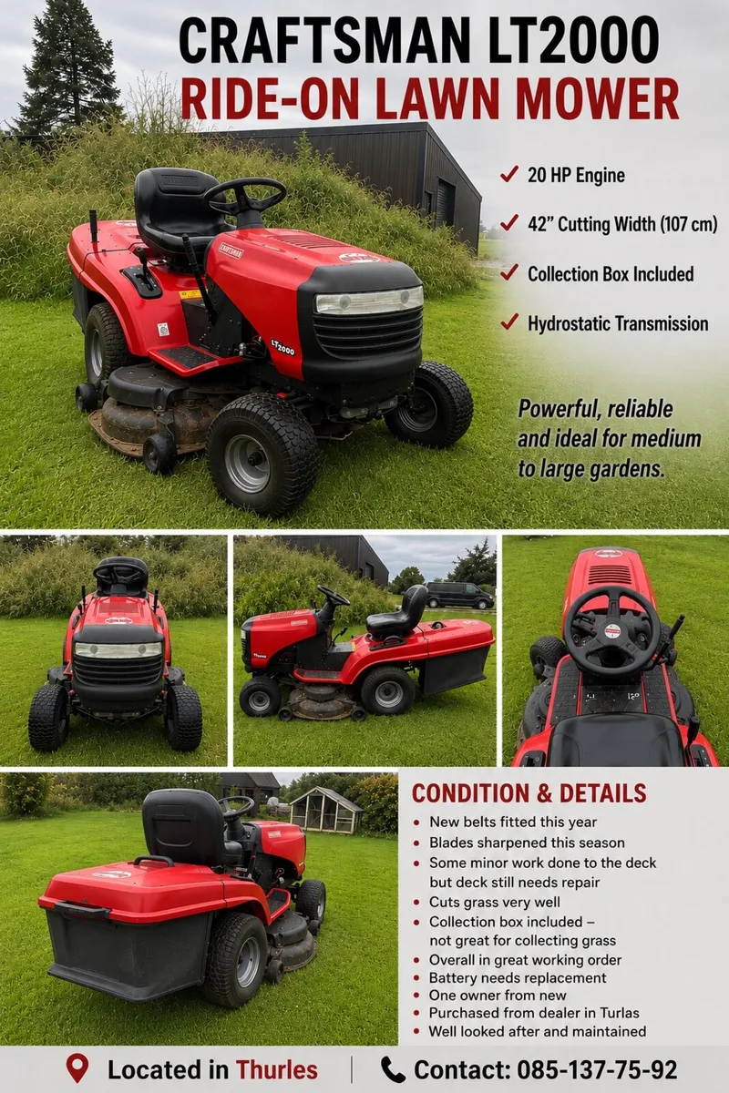 Ride on lawnmower, l2000 - Image 1
