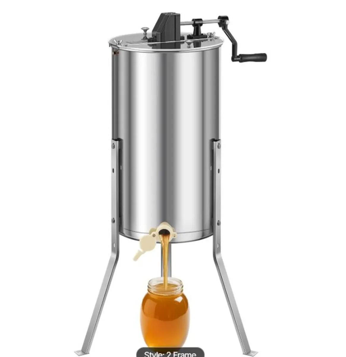 2 Frame Manual Honey Extractor Stainless Steel Hon - Image 3