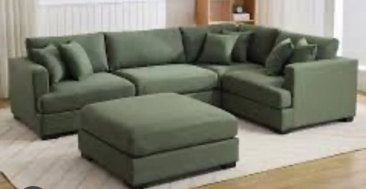 (BNWT) Corner Sofa in Green Fabric - Image 1