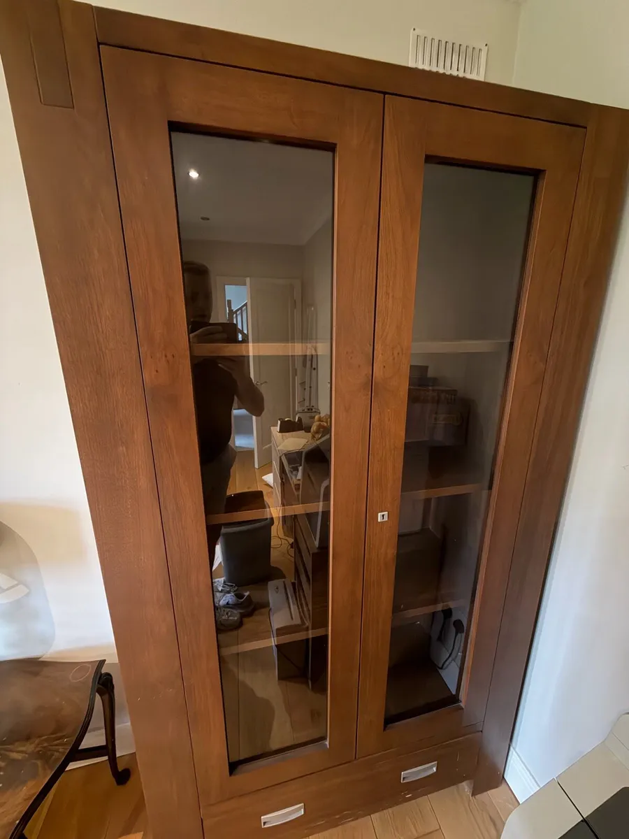Walnut effect display cabinet - Image 1