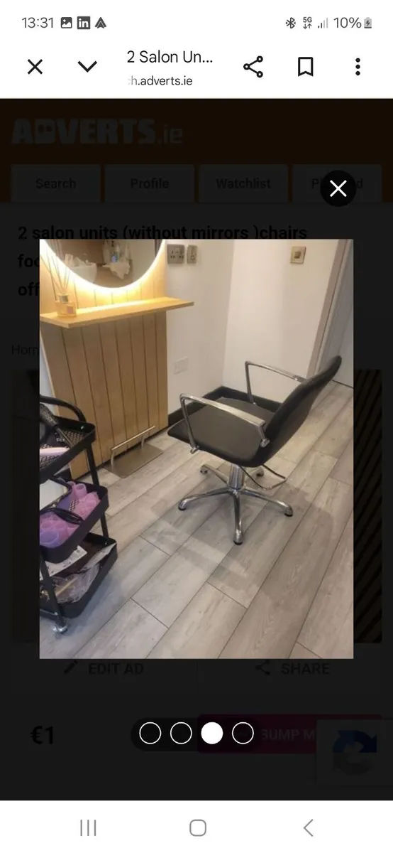 2 Salon chairs footrests and basin - Image 2
