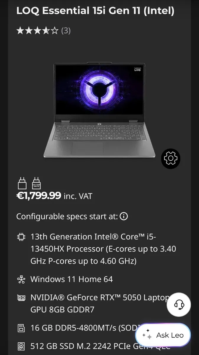 Lenovo LOQ Essential 15i Gen 11 Gaming Laptop - Image 4