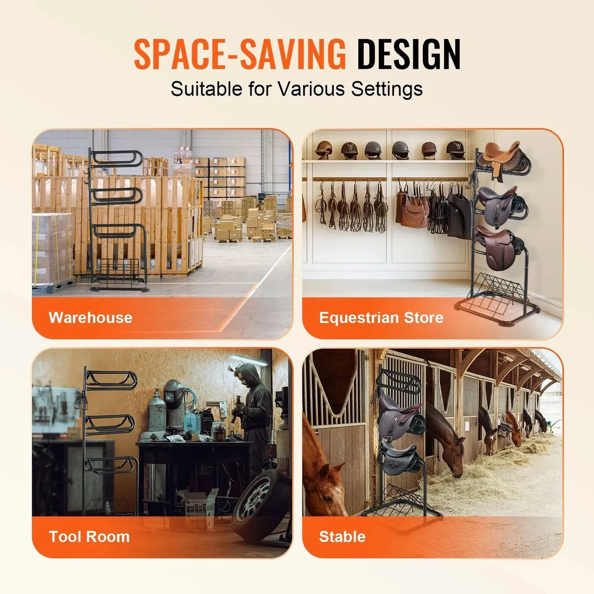 3 Tiers Saddle Stand Freestanding 30 x 30 x 68.5 i - Image 2