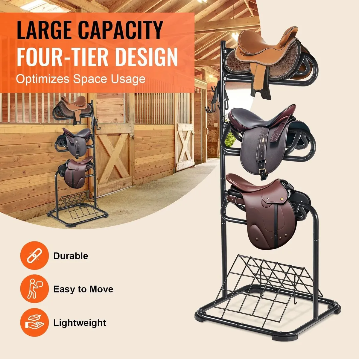 3 Tiers Saddle Stand Freestanding 30 x 30 x 68.5 i - Image 4