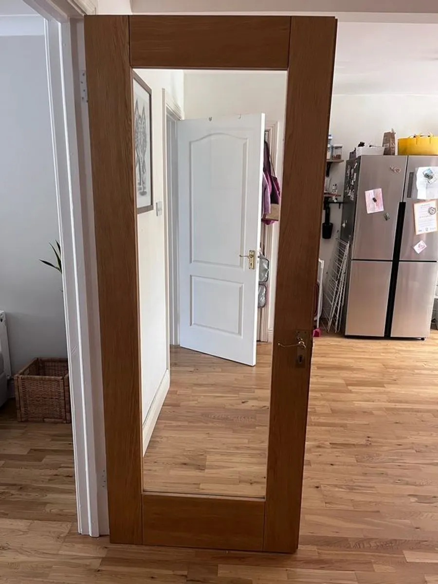 Solid wood internal double doors with glass panels - Image 4