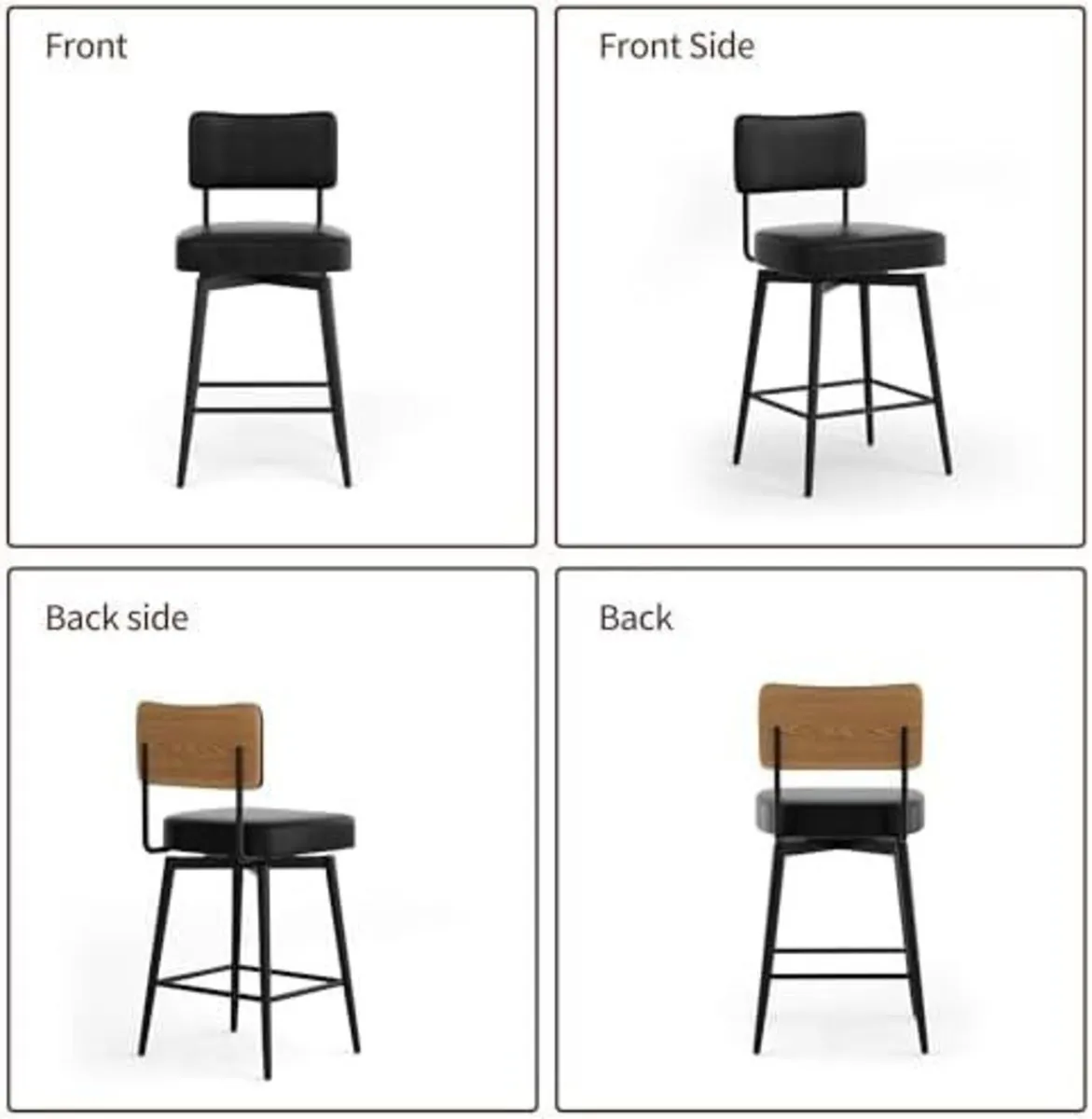Bar Stools Set of 2 Swivel Breakfast Barstools - Image 3