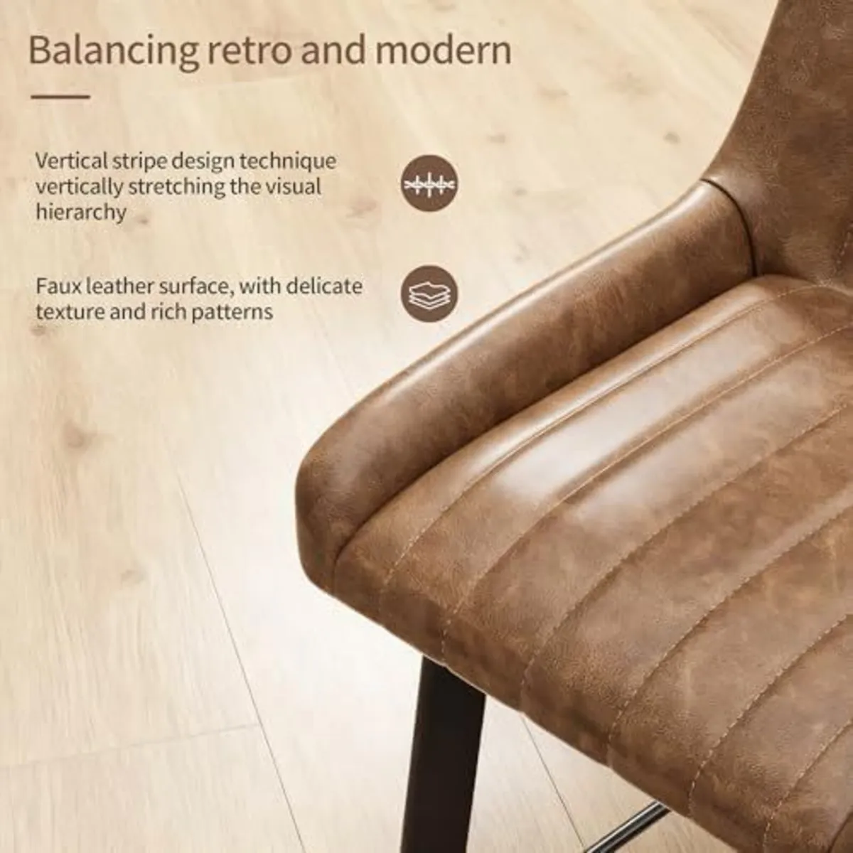 Brown Bar Stools Set of 2 Swivel Breakfast Kitchen - Image 3
