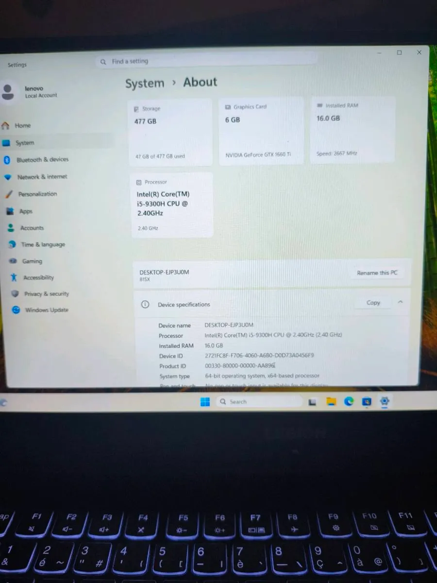 Gaming laptop lenovo legion 5 9th gen GTX 1660 TI - Image 3