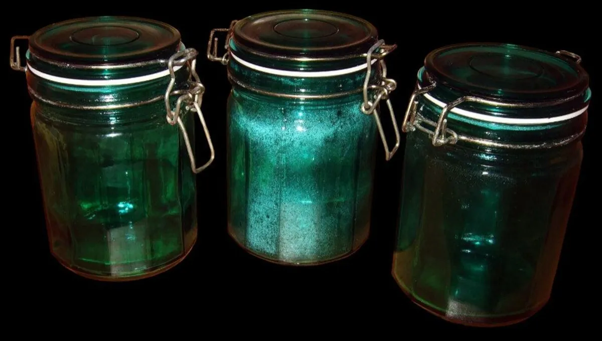 Rare Vintage Harrods Green Glass Storage Jars (3) - Image 2