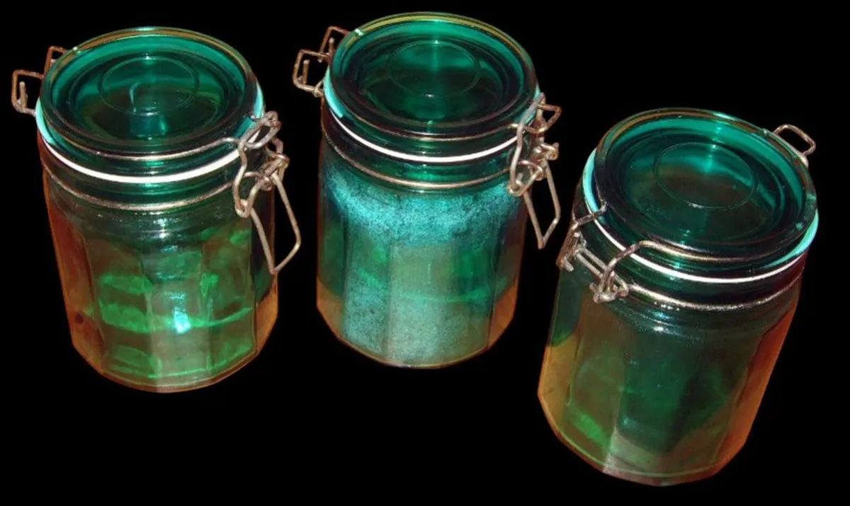 Rare Vintage Harrods Green Glass Storage Jars (3) - Image 4