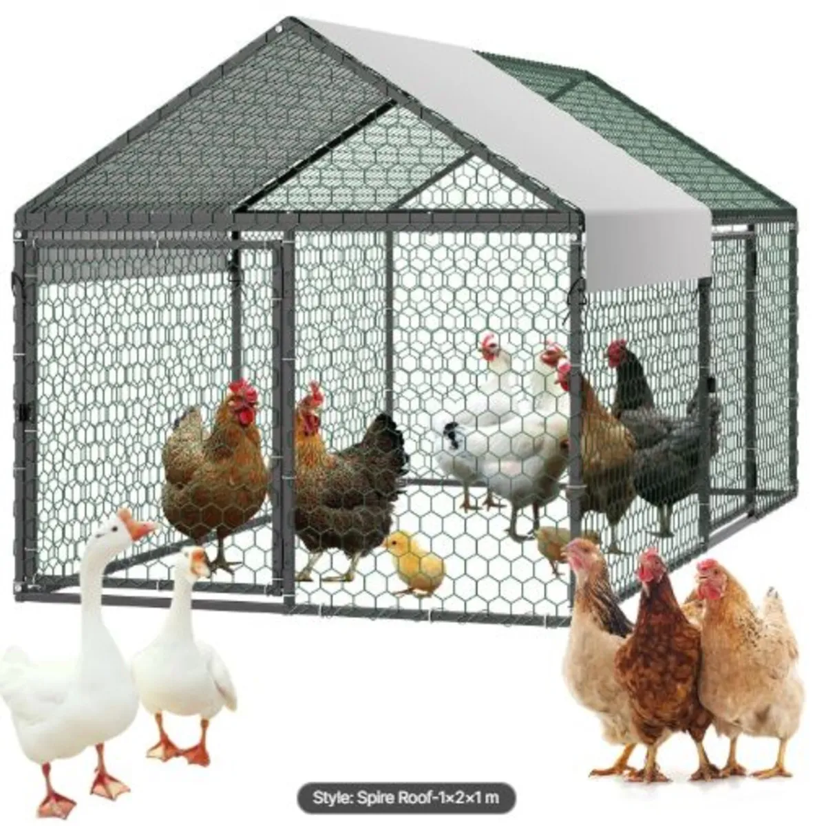 Metal Chicken Coop for 4-6 Chickens, 1 x 2 x 1 m, - Image 1