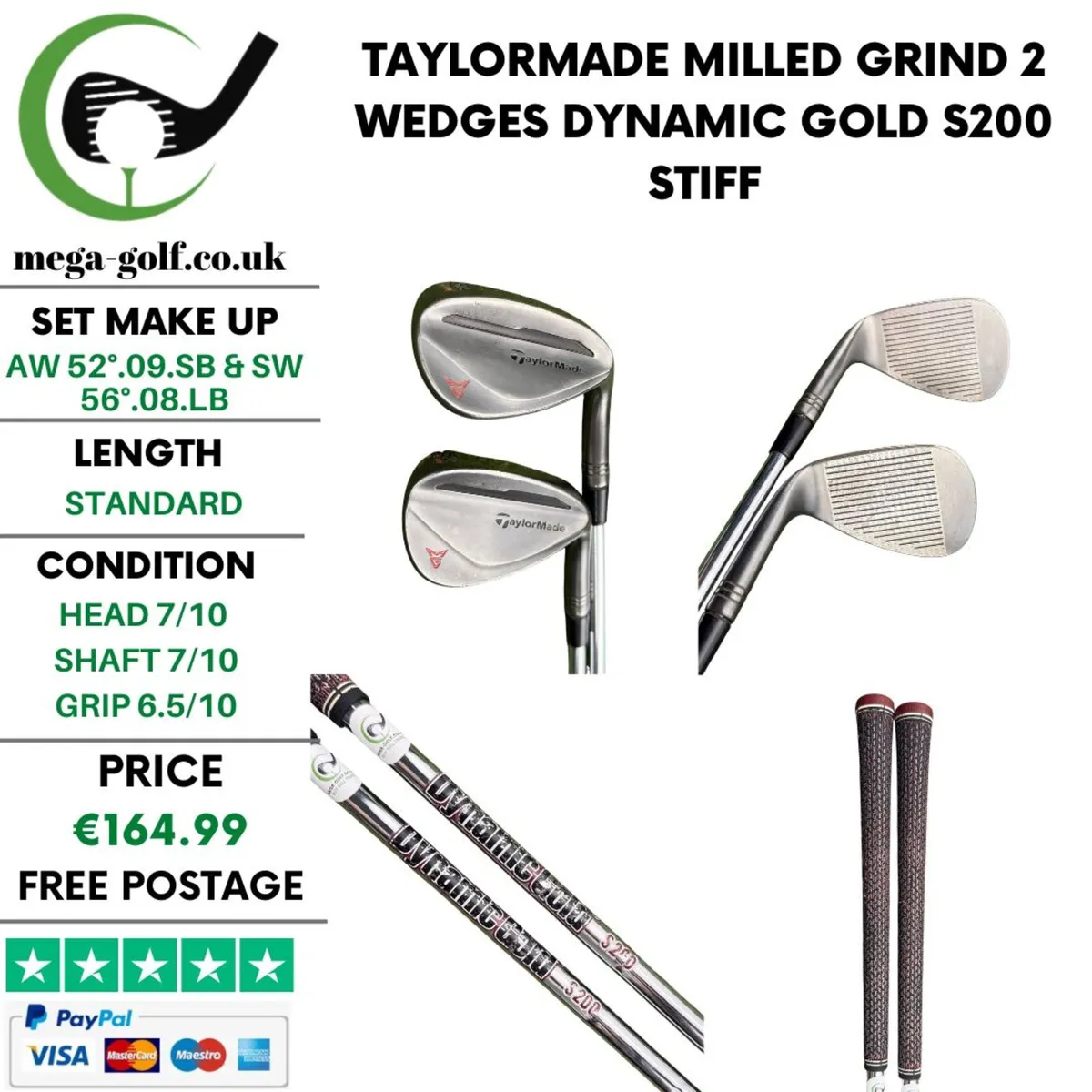 Taylormade Milled Grind 2 Wedges Aw 52° & Sw 56° - Image 1