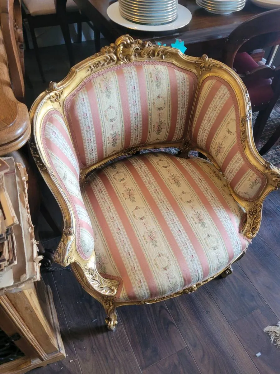 Napoleon III armchairs and chair. - Image 2