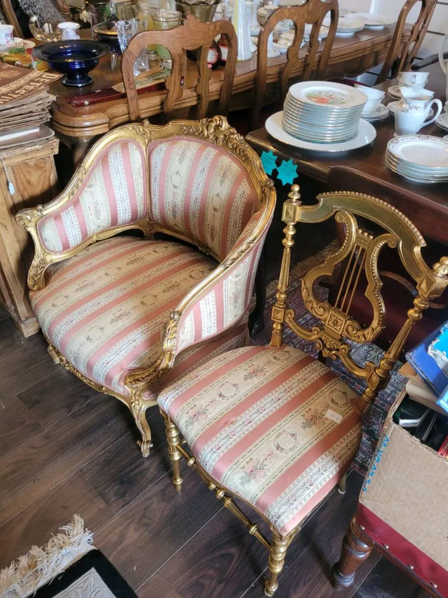 Napoleon III armchairs and chair. - Image 3