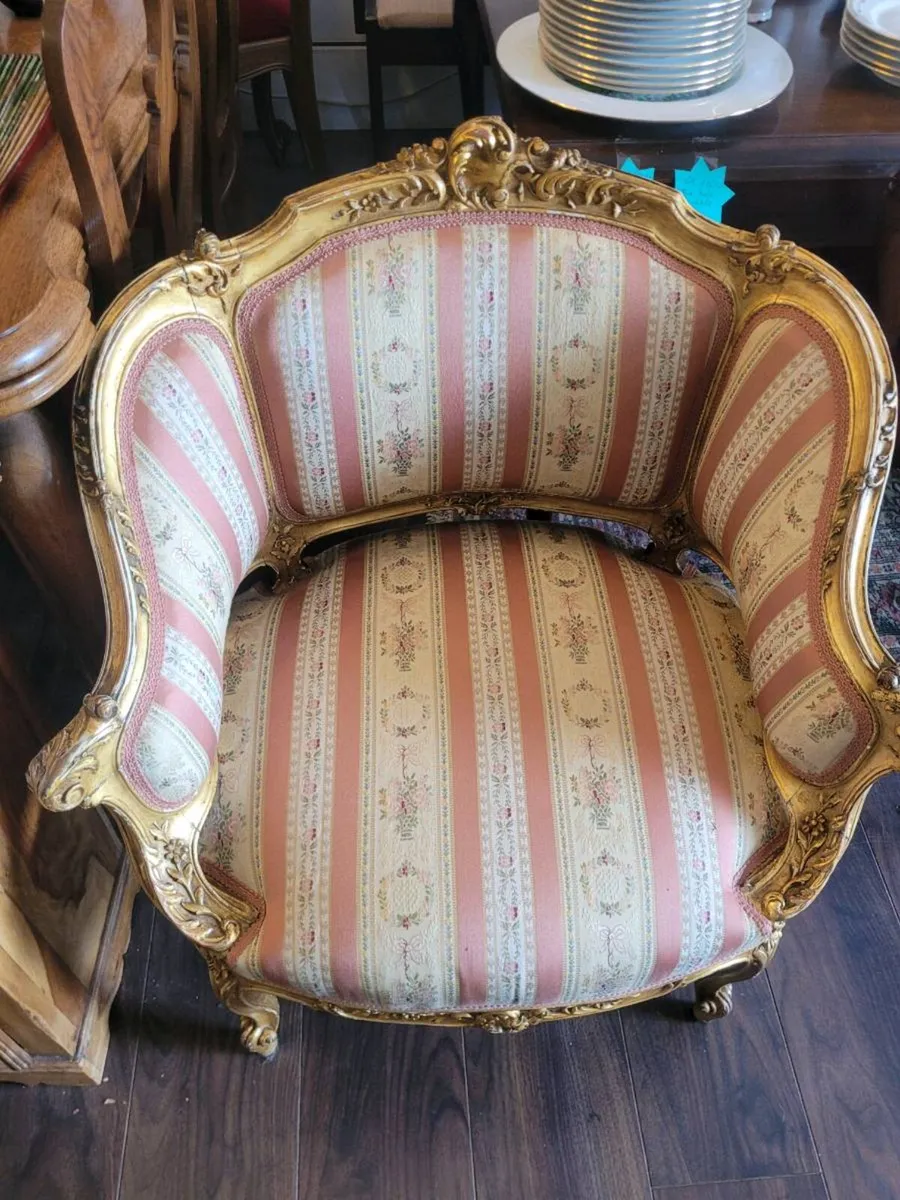 Napoleon III armchairs and chair. - Image 4