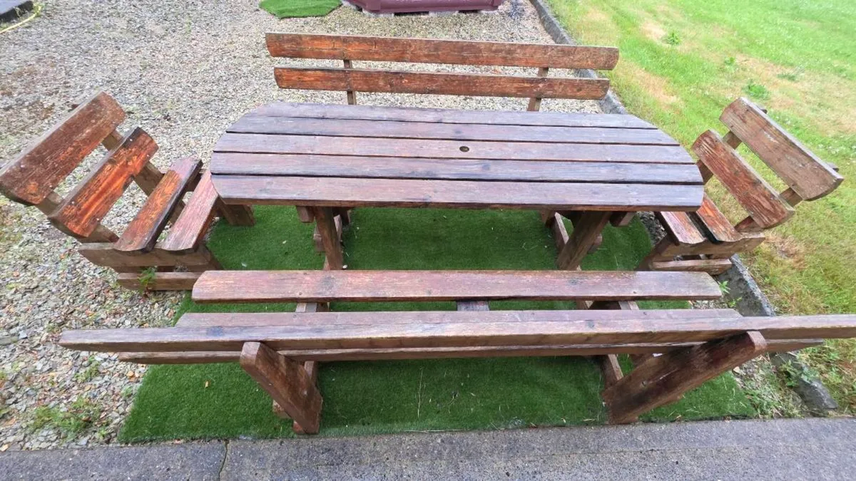 Garden Bench with Table and 2 chairs - Image 2