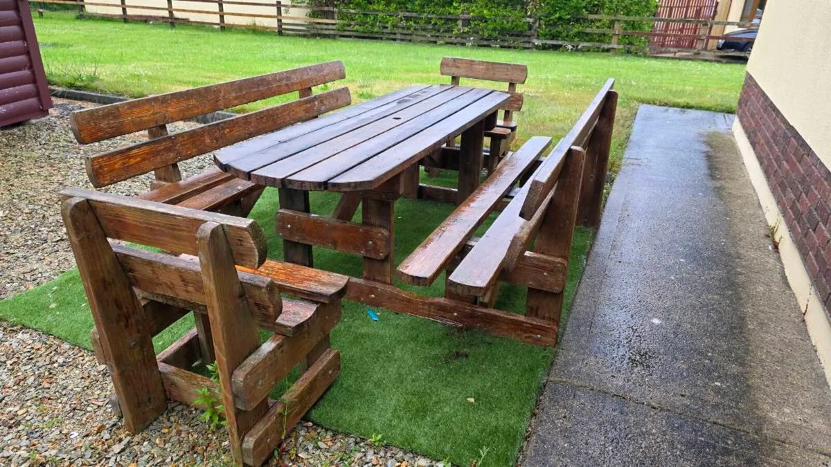 Garden Bench with Table and 2 chairs - Image 3