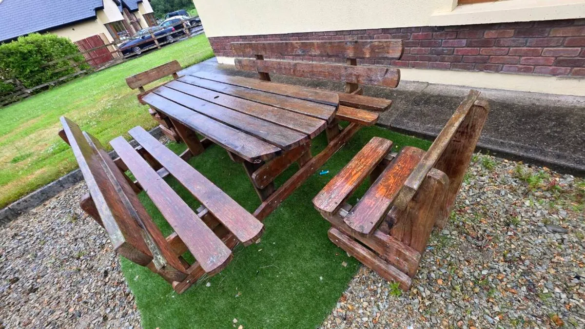 Garden Bench with Table and 2 chairs - Image 4