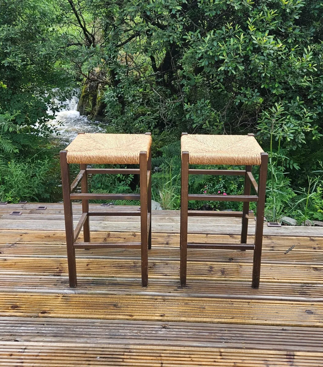 2 Vintage Súgán | Straw Bar Stools - Delivered - Image 1