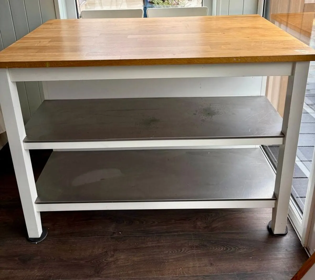 IKEA Free-standing kitchen island with foldable chairs. - Image 2