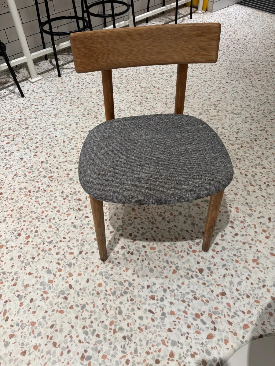 3 Scandi Oak Dining Chair – Grey Tweed Fabric Seat - Image 2