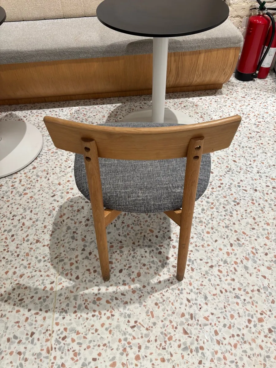 3 Scandi Oak Dining Chair – Grey Tweed Fabric Seat - Image 3