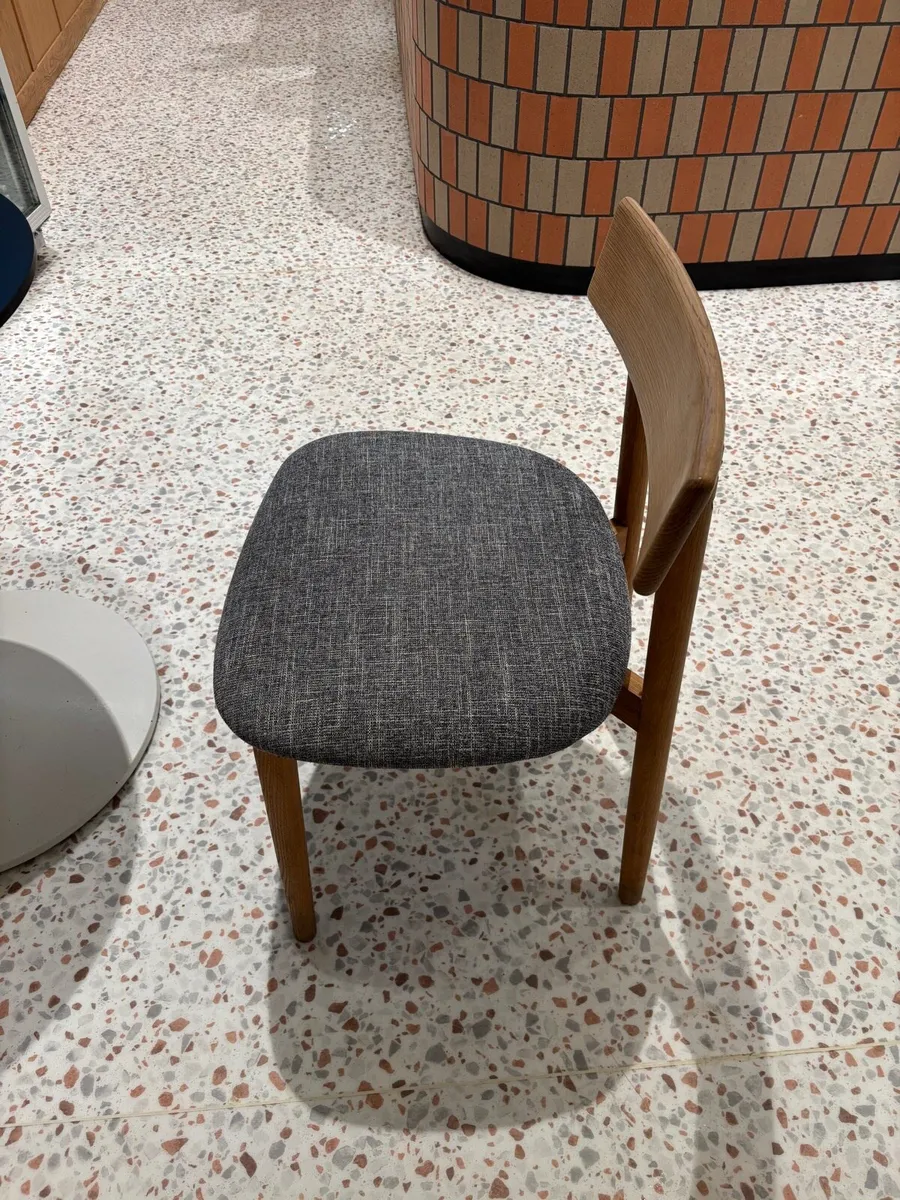 3 Scandi Oak Dining Chair – Grey Tweed Fabric Seat - Image 4