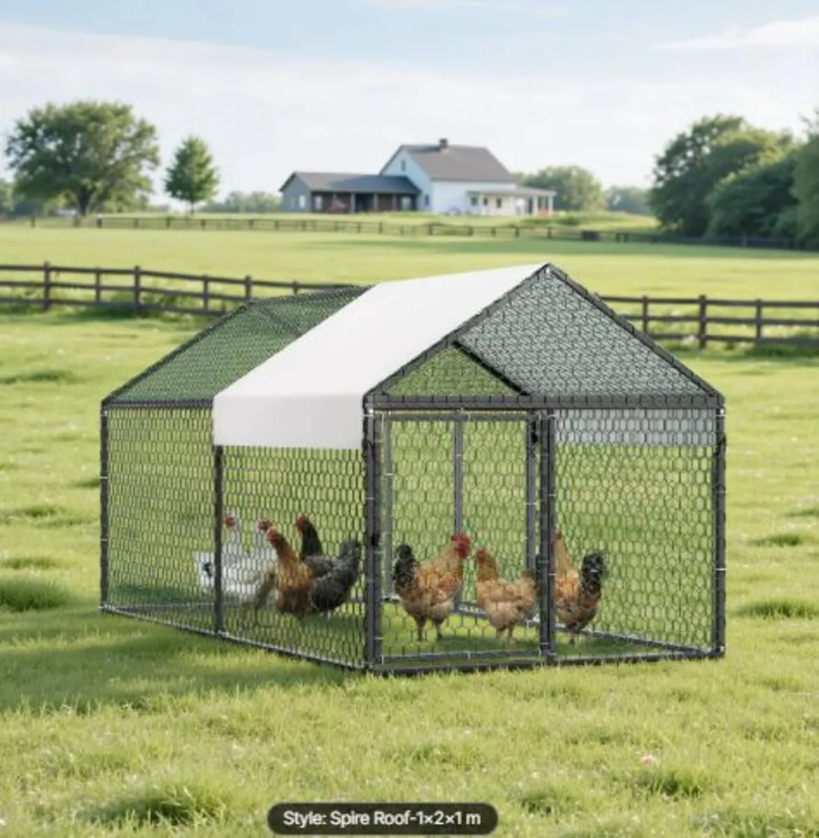 Metal Chicken Coop for 4-6 Chickens, 1 x 2 x 1 m, - Image 3