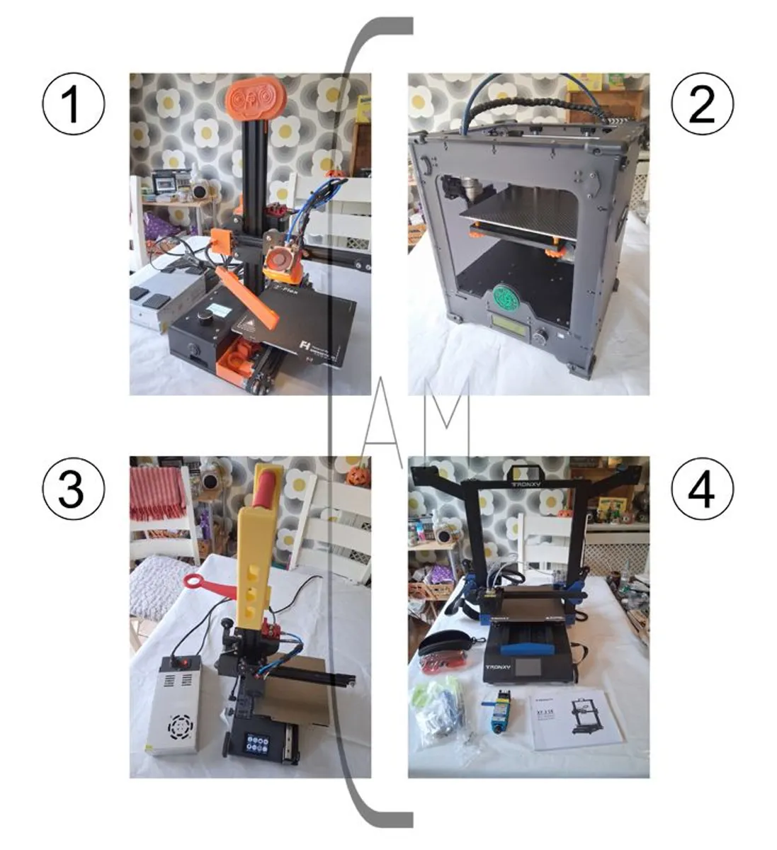 3D printers (4 units), sold as a set of four or individually.