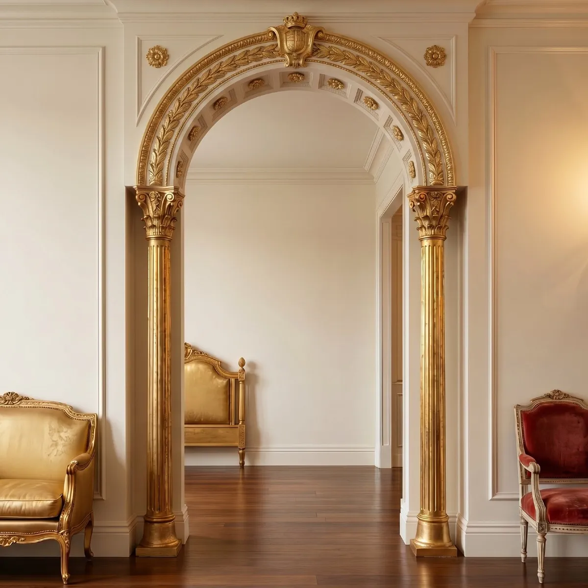 Gilt carved wood pillars - Image 1