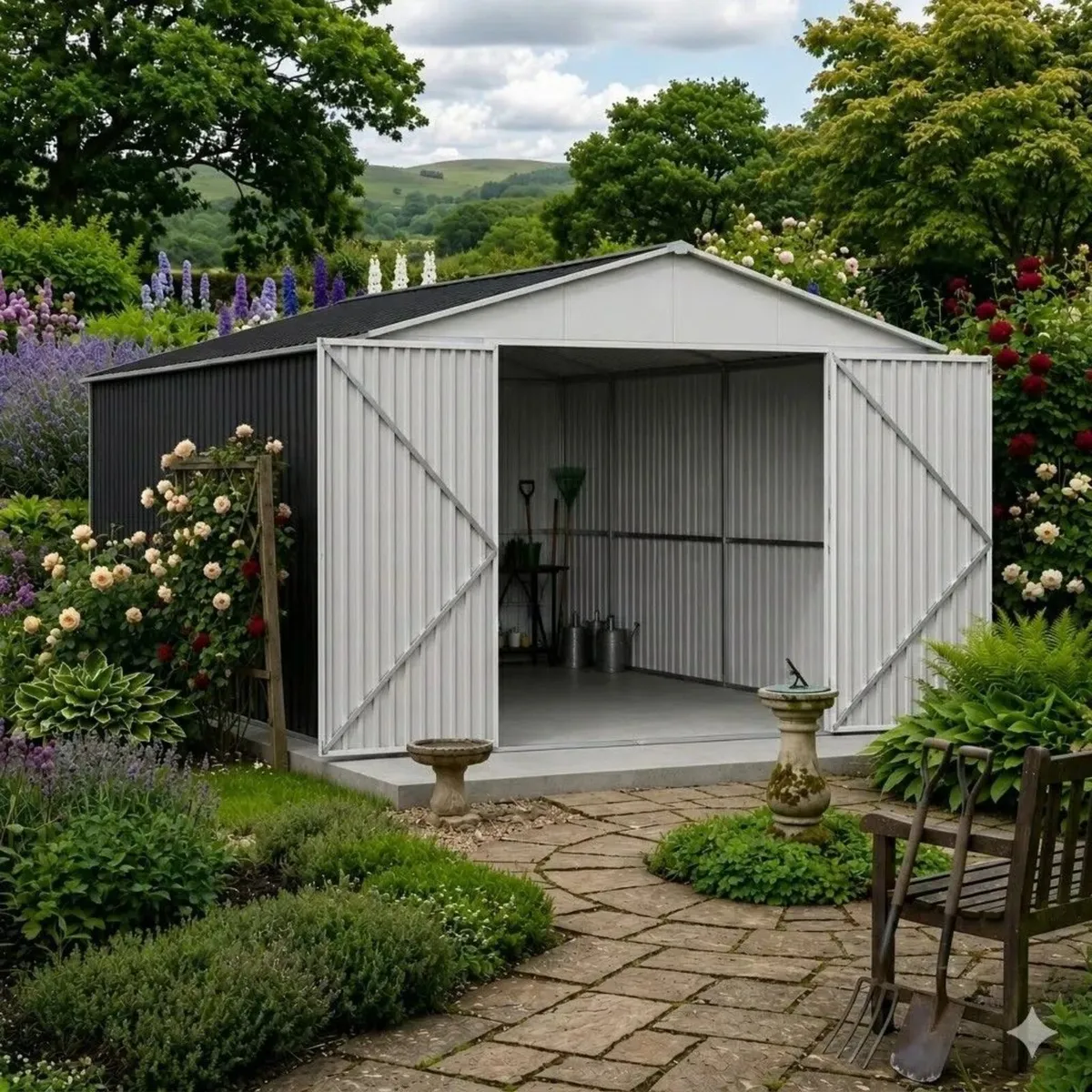 12x19ft  Metal Storage Shed / Garage – Brand New - Image 1