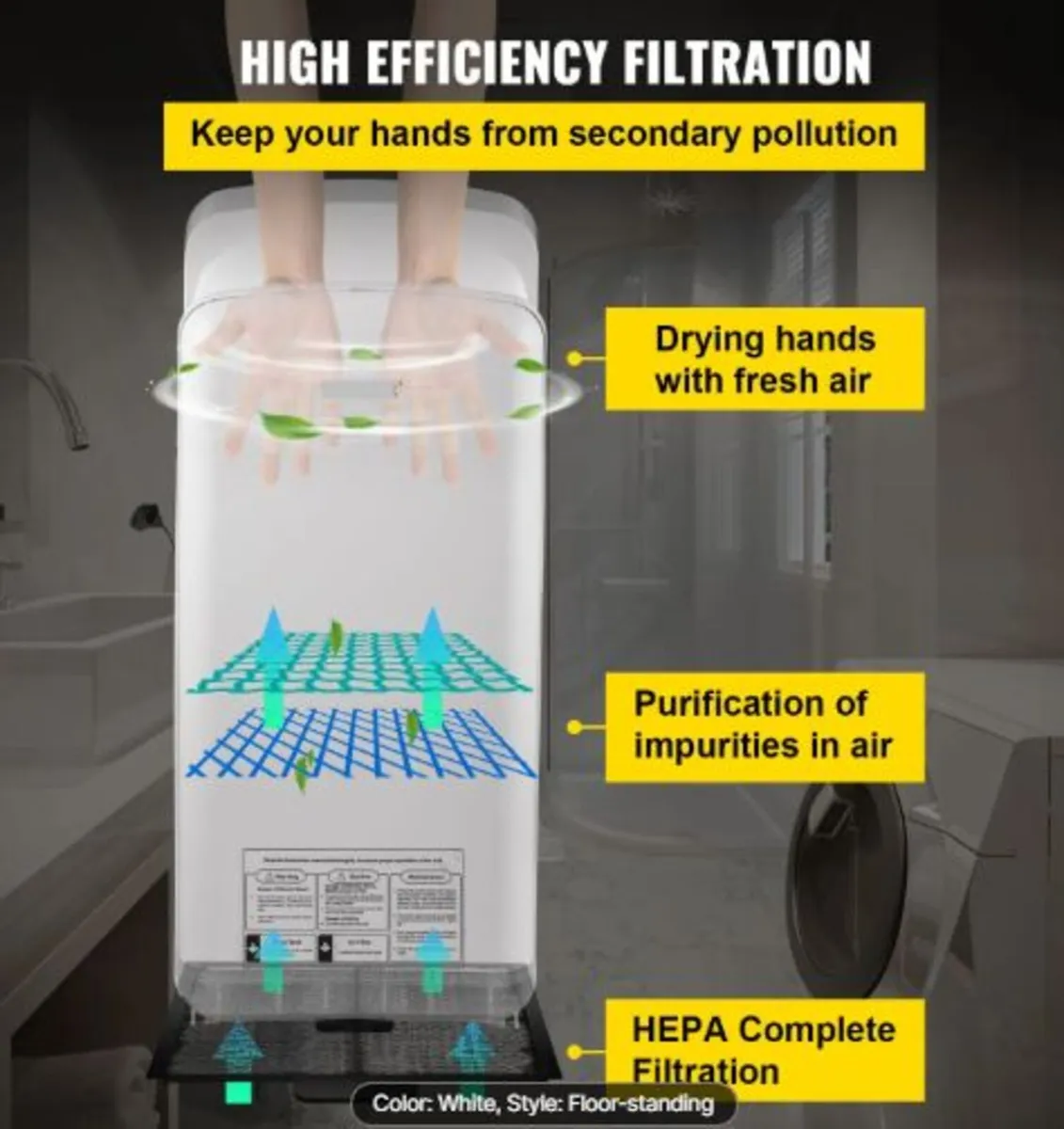 Jet Hand Dryer, Premium Electric Commercial Blade - Image 3