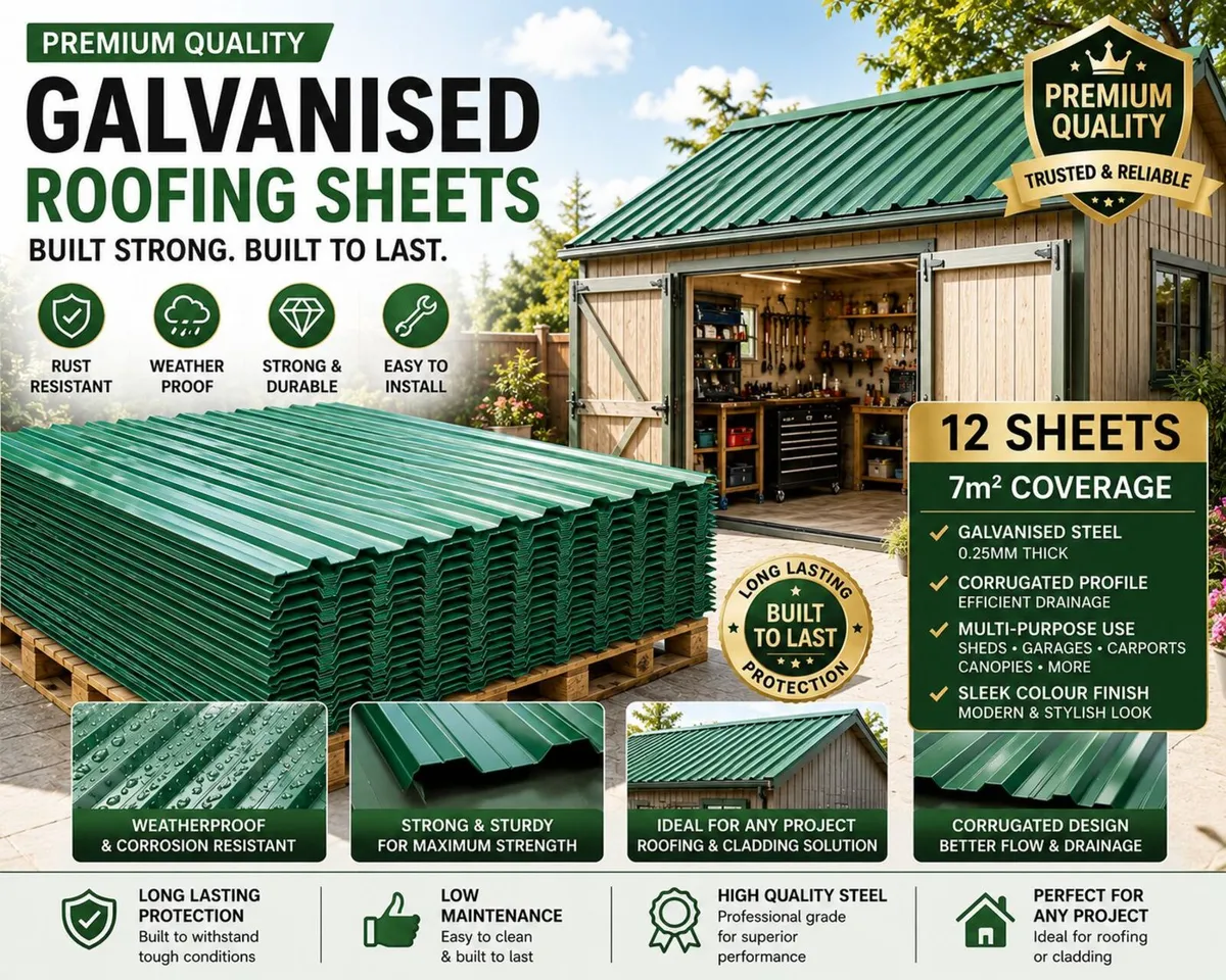 12 Pack Corrugated Metal Roofing Sheets 129 x 45 c - Image 2