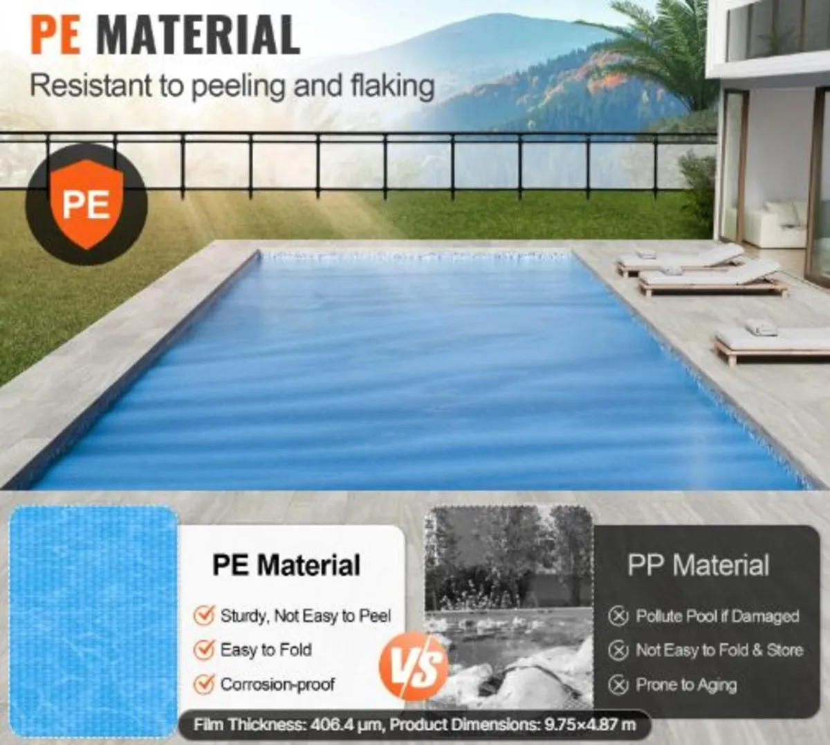Solar Pool Cover, 32 x 16 ft Rectangle Solar Blank - Image 4
