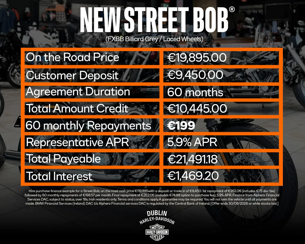 NEW HARLEY-DAVIDSON STREET BOB €199 per month* - Image 2