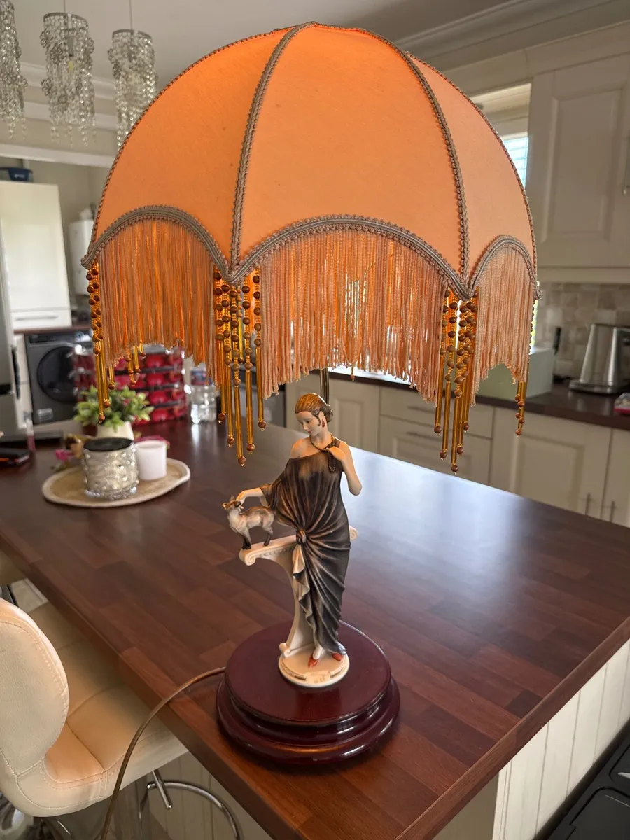 Lady Lamp with Orange Tassell Shade - Image 1