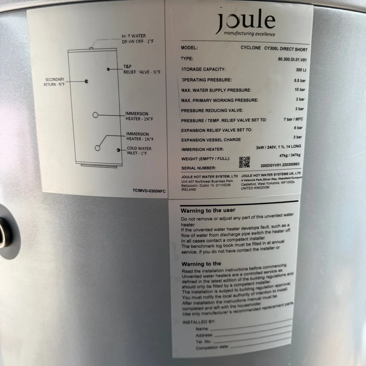 300 Ltr hot water tank overflow the works - Image 4