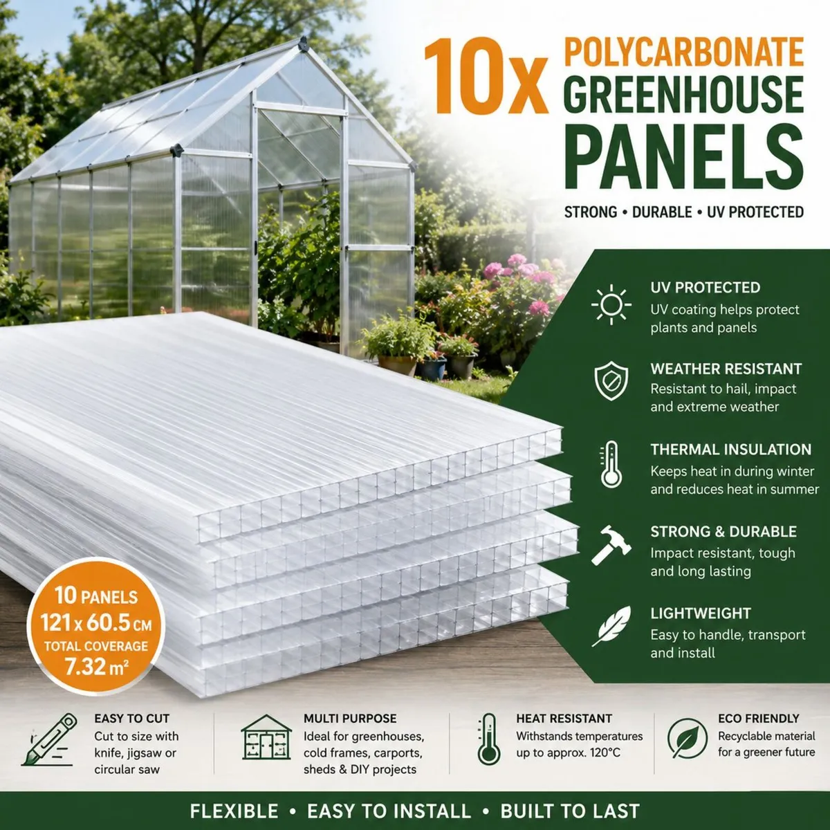 10 x Double Wall  Polycarbonate Sheets, 6 mm, - Image 2